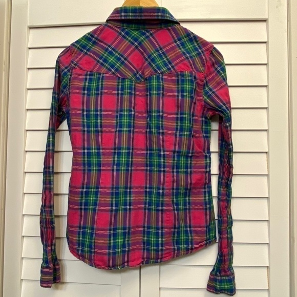 HOLLISTER long sleeve snap closure plaid shirt size M (fits small) - Picture 4 of 8